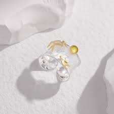 Buddha Stones Chalcedon Bambusblattmuster Positiv Verstellbarer Ring