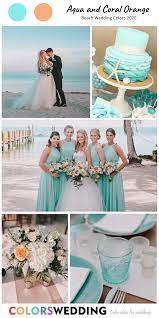 Aqua Coral Orange Beach Wedding Aqua Bridesmaid Dresses Bride In White Gown Orange And Gre Wedding Colors Beach Wedding Color Palette Beach Wedding Colors