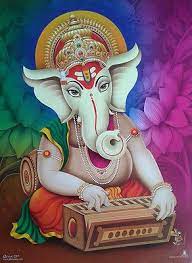Lord Ganesha Plays Harmonium Art Poster Exclusive Matte Paper 9x12 Inches Ganesh Art Paintings Ganesh Art Ganesha Art