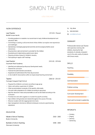 Our teacher resume samples and writing tips will guide you through the process, so you can get started straightaway. Lead Teacher Resume Samples And Templates Visualcv