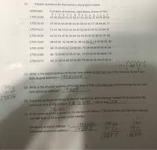 Solved Answer Questions For The Memory Dump Given Below Chegg Com