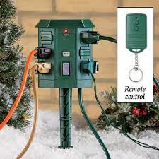 6 Outlet Outdoor Power Stake With Remote Outdoor Outlet Outdoor Outlet Ideas Landscape Lighting