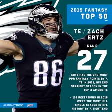 After years of seeing todd gurley, le'veon bell and david johnson at the top of the running back rankings, there is a new top 4 for 2019 with saquon barkley, ezekiel elliott, christian mccaffery and alvin kamara ascending to the top spots — not only in rbs — but also in. Nfl Fantasy Football On Twitter The 2 Ranked Te Of 2019 Zertz 86 Comes In At 27 Flyeaglesfly Fantasytop50 Sign Up Now At Https T Co A4gr28cmjs Https T Co Mwnk7l5gkp