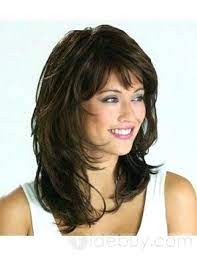 Layered Hairstyles With Bangs Super Quality Wig Wavy Black Great Volume Bargain Medium Brown Medium Long Hair Styles Long Hair Styles Medium Length Hair Styles