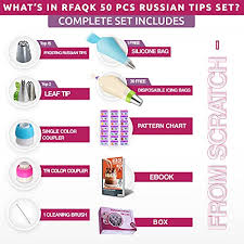 Wilton tips come in so many different shapes, names and types, they can be difficult to keep track of. Rfaqk 50pcs Russian Piping Tips Set With Pattern Chart And E Book Pdf Cake Decorating Tips 15 Numbered Easy To Use Piping Tips 2 Leaf Tips 2 Couplers 30 Disposable Piping Bags 1 Reusable Pastry Bag Pricepulse