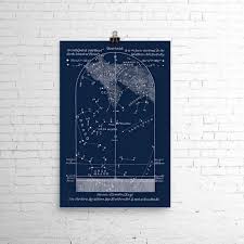 October Astronomy Print Star Map Sky Chart Wedding Birthday Or Anniversary Gift Ursa Major Draco Milky Way North Star