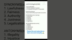 Here you use the synonyms for lawlessness. Justice Meaning One Word Everyday Learn English Vocabulary Youtube