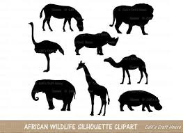 African Wildlife Silhouette Clipart Elephant Lion Giraffe Etsy In 2021 Animal Silhouette African Animals African Wildlife