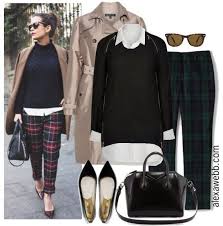 Black And White Checkered Pants Outfit Women Plus Size Outfit Plaid Pants Alexa Webb Plus Size Outfits How To Wear Flannels Plus Size Trench Coat