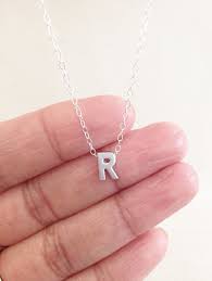 Small Letter R Necklace Sterling Silver Necklace Letter R Etsy Necklace For Girlfriend Silver Silver Necklace
