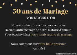Carte invitation anniversaire 20 ans mariage gratuite imprimer. Texte Anniversaire 50 Ans Mariage Noces D Or Parents Amis Mari Femme