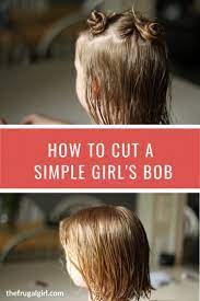 Asymmetrical short bob with bangs. How To Cut Hair A Simple Girl S Bob The Frugal Girl