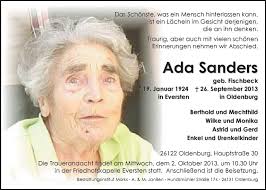 Traueranzeigen von Ada Sanders