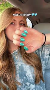 Turquoise Pearl Chrome Nails