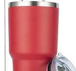 D·S 30oz Red Tumbler Stainless Steel Double Wall Vacuum Insulated Mug with  Straw and Lid, Cleaning Brush for Cold and Hot Beverages (30oz Red)
