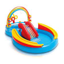 Intex 16ft X 5 5in Inflatable Kiddie Pool With Slide Quick Fill Air Pump Walmart Com