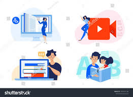 Flat Design Concept Of Distance Education Video Tutorials E Learning And Online Class Vector Illustration Videos Tutorial Distance Education Online Learning
