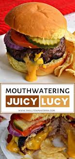 Juicy, succulent and tender jerk beef burgers to get you excited for summer! Small Town Woman Homemade Juicy Lucy Burgers Juicy Beef Burger Recipe Best Juicy Burger Recipe