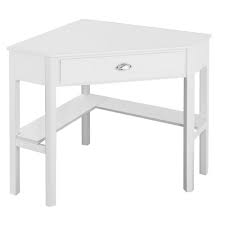 An aesthetic small traditional desk of white finished wooden materials. Costway 28 In Corner White 1 Drawer Writing Desks With Solid Wood Design Hm0005 The Home Depot