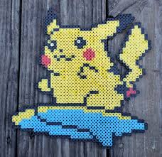 Surfing Pikachu Pokemon Yellow Pixel Art Perler Bead Art Perler Bead Art Pixel Art Pokemon Perler Beads