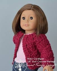 Crochet 18 doll clothes patterns: 18 Inch Doll Ruby Cardigan Sweater Crochet Pattern Free Pattern Crochet Doll Clothes Patterns American Girl Crochet Doll Clothes