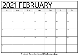 This simple calendar shows the year at a glance. Printable February 2021 Calendar Templates 123calendars Com