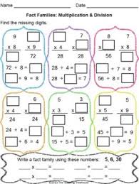 This Worksheet Packet Focuses On Multiplication And Division Facts And How They Are Related The Packet Incl Fact Family Worksheet Fact Families Multiplication
