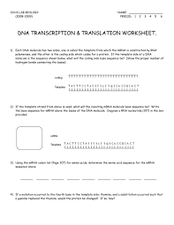 This worksheet covers all aspects of transcription and translation. Dna Transcription Translation Worksheet