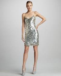 Paillette Cocktail Slip Dress By Theia At Neiman Marcus Silver Cocktail Dress Dresses Beautiful Dresses