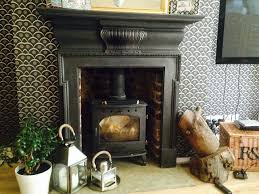 Gorgeous Original Cast Iron Fire Surround With Wood Burning Stove Victorian Terrace Interior Log Burning Stoves Fireplace Surrounds