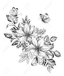 Hand Drawn Floral Bunch With Various Big And Small Flowers And Stock Photo Picture And Royalty Free Image Image 120611280 Flowers and butterflies by retrocat1 on polyvore. hand drawn floral bunch with various big and small flowers and