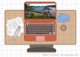 Laptop komputer meja tulis kopi kantor menulis bisnis tabel teknologi pekerjaan. Cara Membuat Gambar Laptop Siswapedia