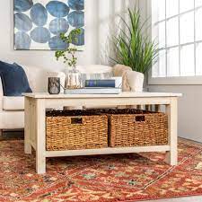 Saracina home's ethan mission storage coffee table with woven baskets is not just a table, but a living room centerpiece. Pin On Bhayre Home