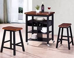Harperbright Designs Phoenix Series Dining Room 3 Piece Table Stool Set With Storage Shelves Folding Table Bar Table Pub Table And Chairs Solid Wood Dining Set