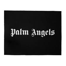 Palm angels broken monogram logo bowling shirtnavy & red. Palm Angels Black Logo Beach Towel In Black White Modesens