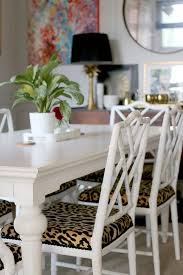 Dining Room With Faux Bamboo Chairs And Leopard Print Seats Whitediningchairs Dining Room Chair Cushions White Dining Room Chairs Dining Room Chairs
