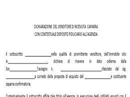 Il compromesso o contratto preliminare di compravendita immobiliare: Modulo Dichiarazione Ricevuta Caparra Del Venditore Con Contestuale Deposito Fiduciario All Agenzia