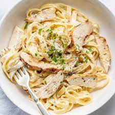Grilled Chicken Fettuccine Alfredo Saving Room For Dessert