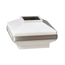 Veranda 4 In X 4 In White Vinyl Solar Powered Pyramid Fence Post Cap 144426 The Home Depot