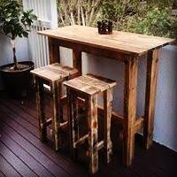 Outdoor Pallet Bar Table And Stools This Was A Custom Order For Some Great People Check Us Out At Facebook Pub Table Sets Patio Bar Set Bar Table And Stools