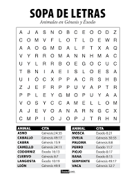 Juego Biblico Sopa De Letras Animales En Genesis Y Exodo Juegos Biblicos Para Jovenes Juegos De La Biblia Juegos Biblicos