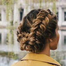 Crown Braid Updo Bun Long Hair Style Messy Cute Simple Easy Dark Root Blonde Long Hair Styles Hair Styles Braided Hairstyles