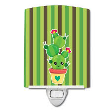 Caroline S Treasures Cactus Stripe Ceramic Night Light Wayfair