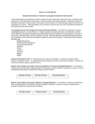 Sample Descriptions Of Speech Language Assessment Instruments