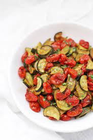 Simply Roasted Zucchini Tomatoes Perfect For Summer Recipe Vegan Zucchini Recipes Roast Zucchini Vegetable Side Dishes