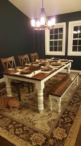 James James 7 X42 Baluster Turned Leg Table In Dark Walnut And Ivory With A Matching Dia Farmhouse Dining Room Table Farmhouse Kitchen Tables Farmhouse Dining