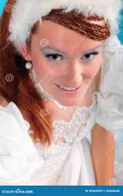 Beautiful Ginger in a Dress of Snow Queen Stock Image