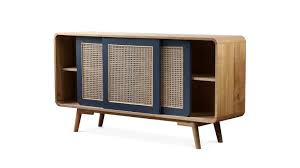 Bahut 3 Portes Style Retro Cannage En Bois Et Rotin Kananta Cannage Bois Bahut