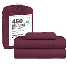 Conjunto De Lençóis Lane Linen 100% Algodão 450tc Twin Xl Tamanho - Wine -  Carrefour