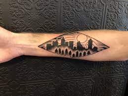 City Skyline Atlanta Among The Wilderness Tattooed By Britt At Mpls Tattoo Shop In Minneapolis Minnesota Tattoos Tattoos For Guys Tattoo Shop